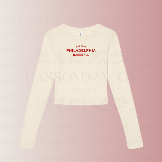 Minimalist Baseball Long Sleeve Crop Tee