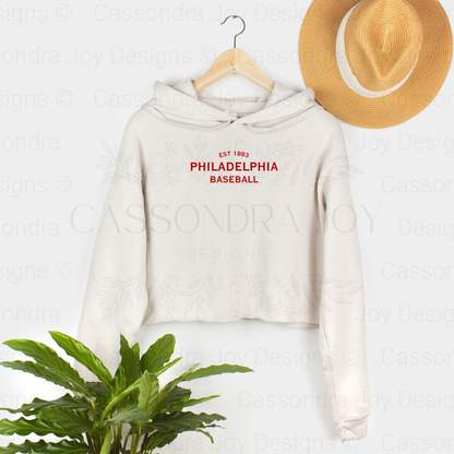 Minimalist Baseball Philly Crop Hoodie