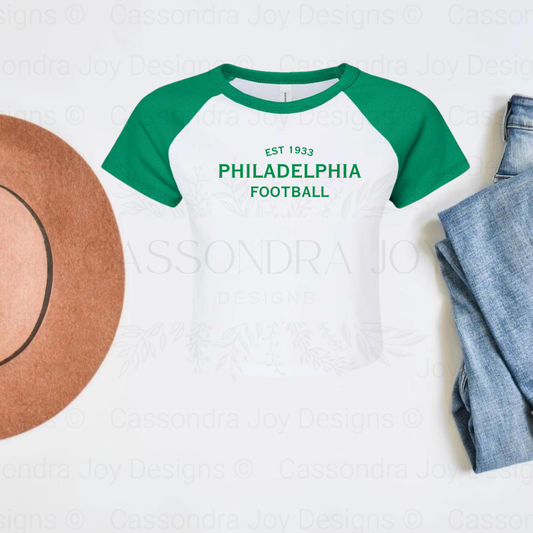 Minimalist Football Raglan Crop Tee