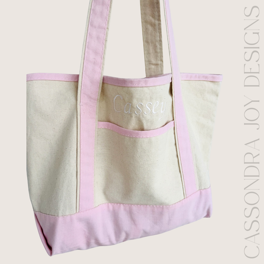 Personalized Embroidered Boat Tote