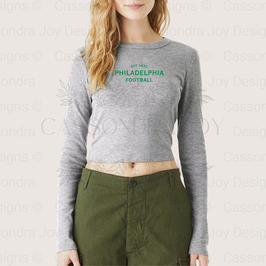 Minimalist Football Long Sleeve Crop Tee