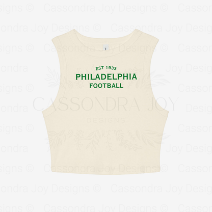 Minimalist Football Crop Muscle Sleeve Tank Top