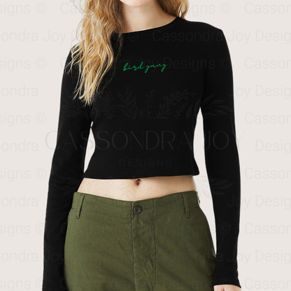 Bird Gang Long Sleeve Crop Tee