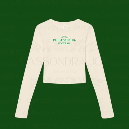 Minimalist Football Long Sleeve Crop Tee