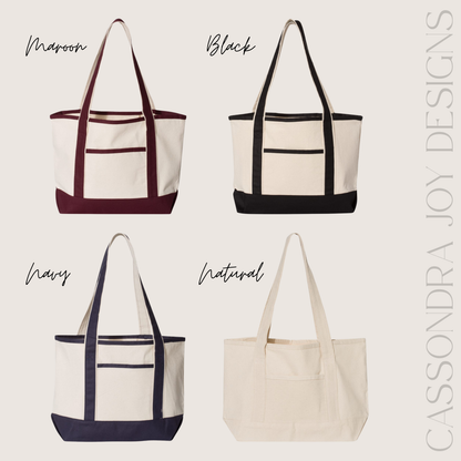 Personalized Embroidered Boat Tote