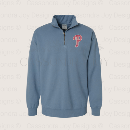 Philly Baseball Patchwork Quarter Zip Sweatshirt