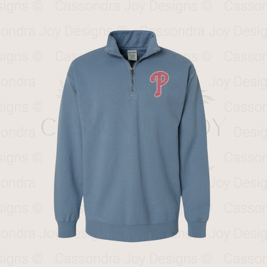 Philly Baseball Patchwork Quarter Zip Sweatshirt