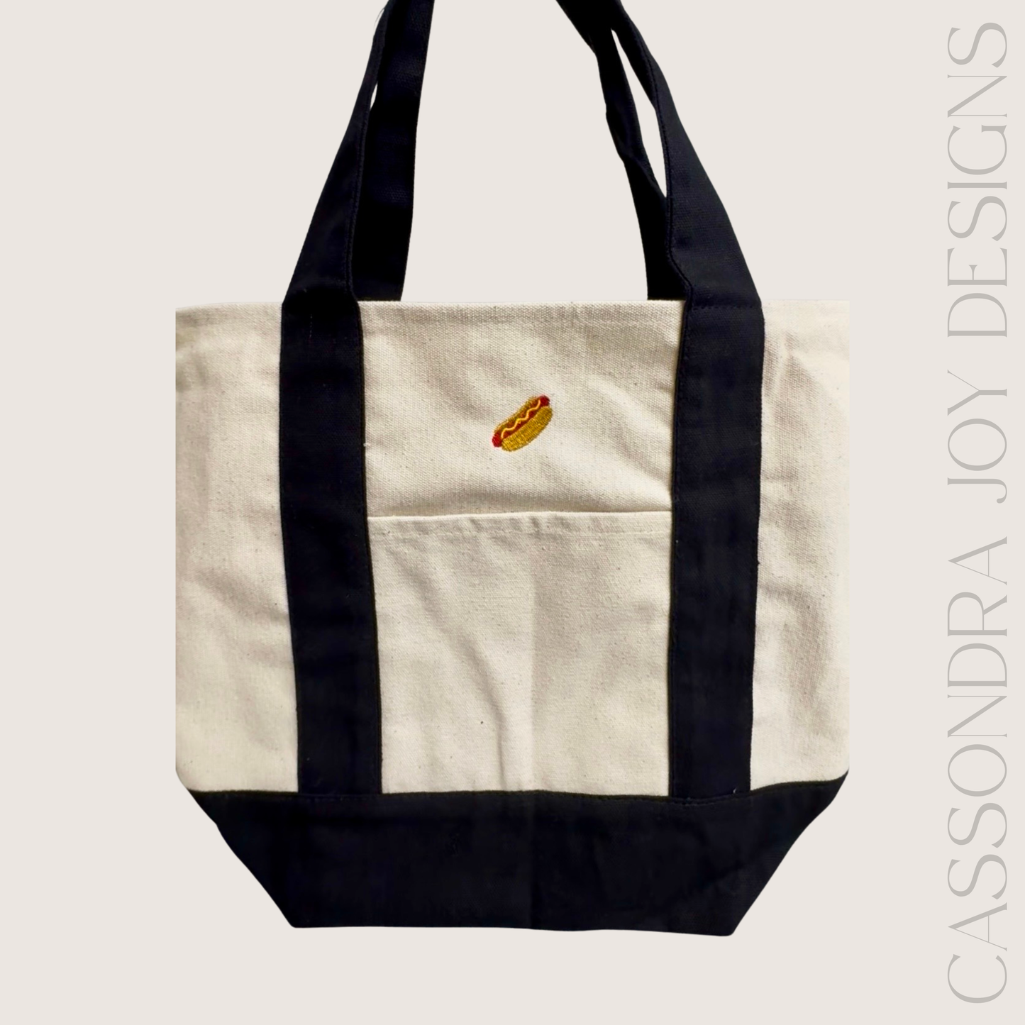 Hot Dog Embroidered Boat Tote PREORDER