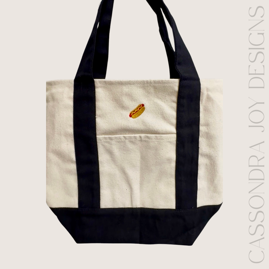 Hot Dog Embroidered Boat Tote PREORDER