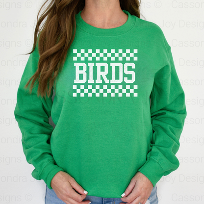 Checkered Birds Football Crewneck Sweatshirt