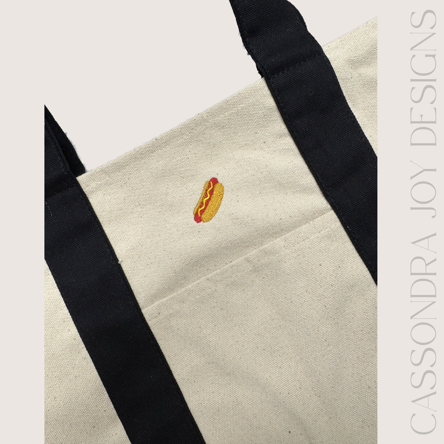 Hot Dog Embroidered Boat Tote PREORDER