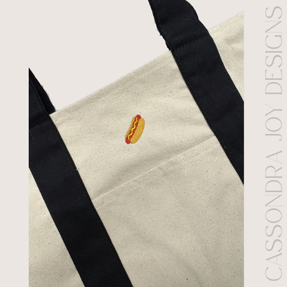 Hot Dog Embroidered Boat Tote PREORDER