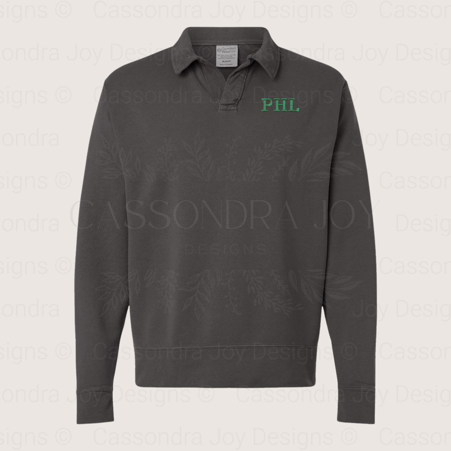 PHL Embroidered Polo Collar Sweatshirt