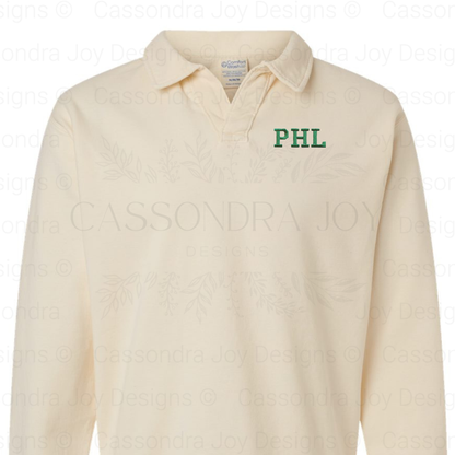 PHL Embroidered Polo Collar Sweatshirt