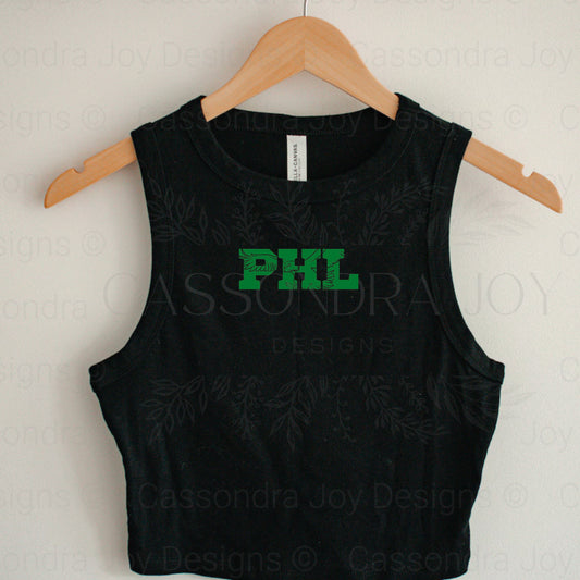 PHL Football Crop Muscle Sleeve Tank Top