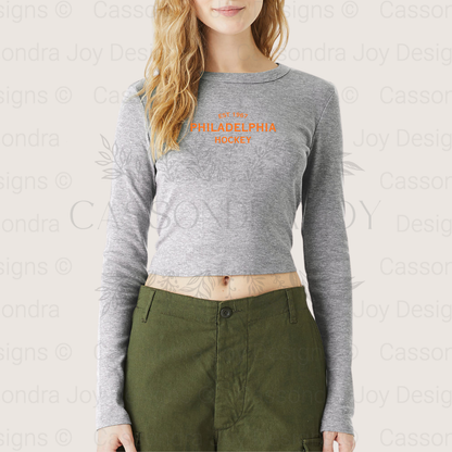 Minimalist Hockey Long Sleeve Crop Tee