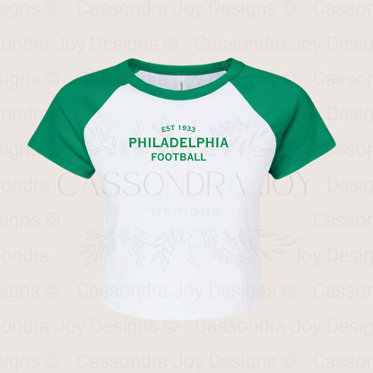 Minimalist Football Raglan Crop Tee