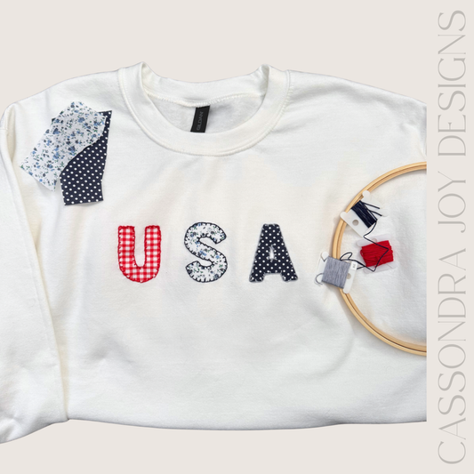 USA Patchwork Crewneck