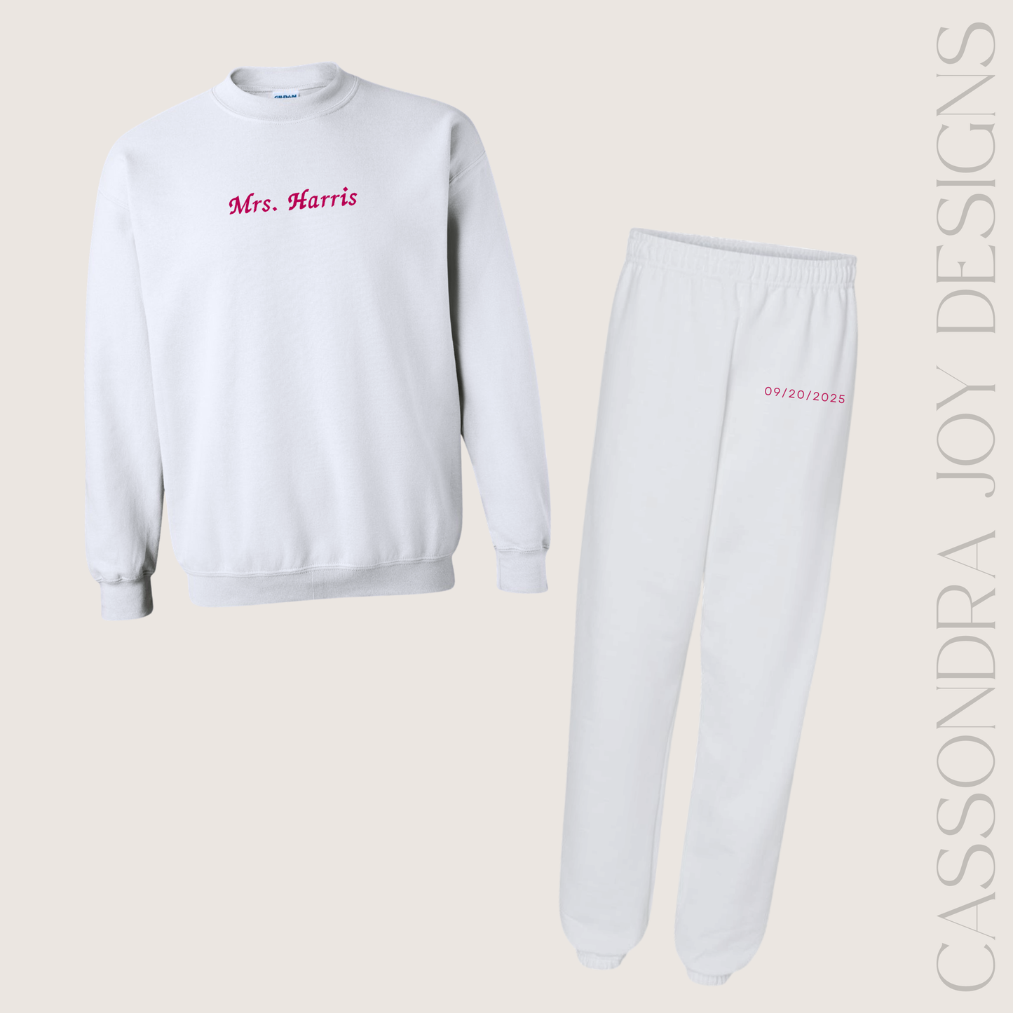Embroidered Custom Bold Bridal Sweat Set