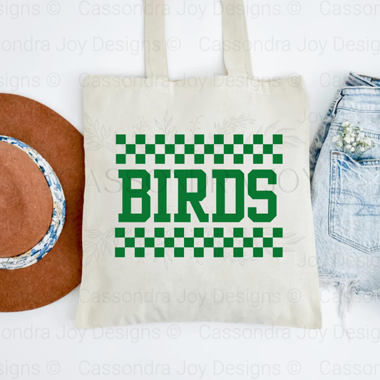 Checkered Birds Football Tote Bag