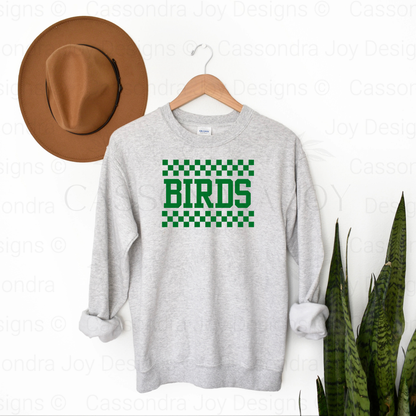 Checkered Birds Football Crewneck Sweatshirt