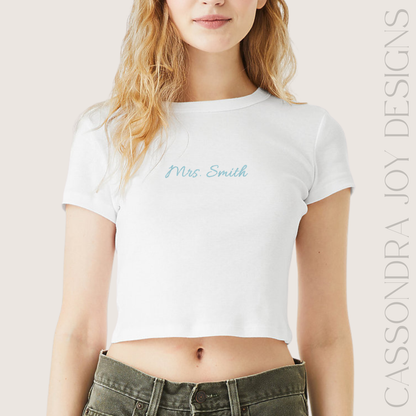 Embroidered "Mrs." Custom Bridal Crop Tee