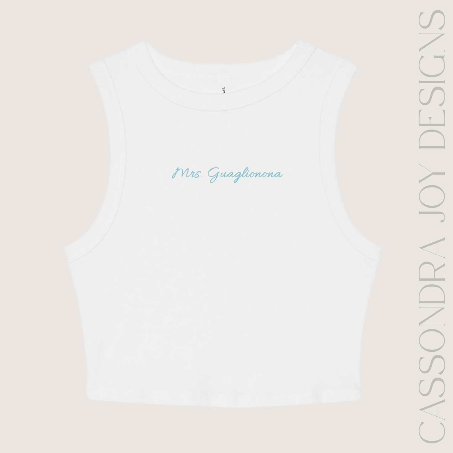 Embroidered "Mrs." Custom Bridal Crop Tank Top
