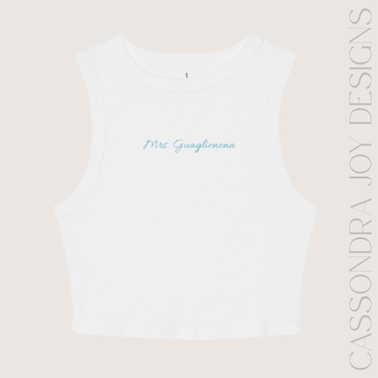 Embroidered "Mrs." Custom Bridal Crop Tank Top