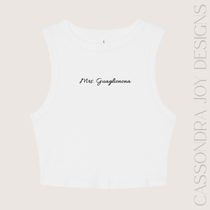 Embroidered "Mrs." Custom Bridal Crop Tank Top