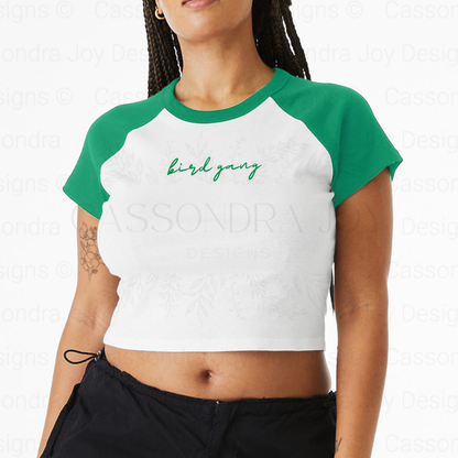Bird Gang Football Raglan Crop Tee