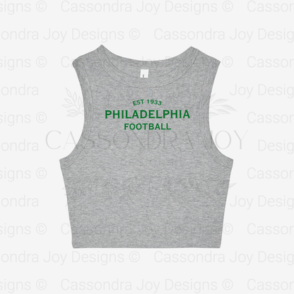 Minimalist Football Crop Muscle Sleeve Tank Top