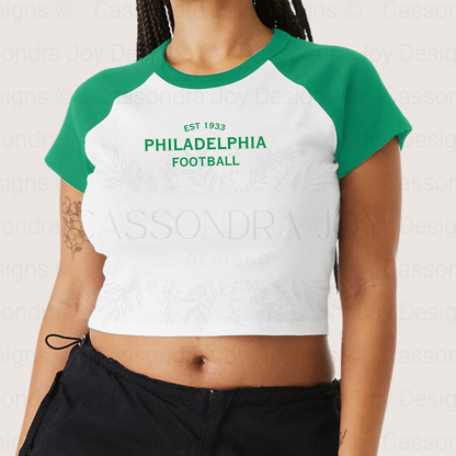 Minimalist Football Raglan Crop Tee