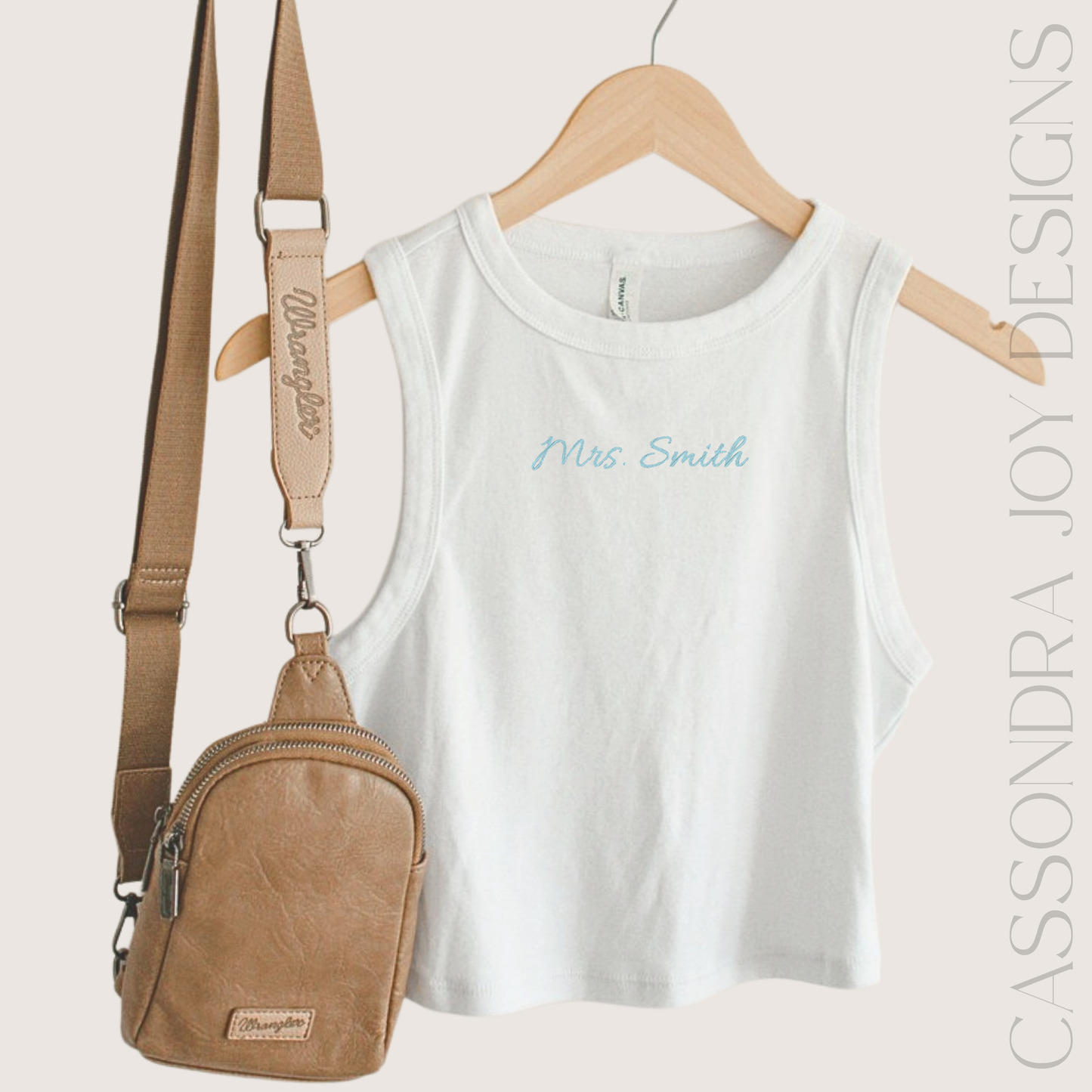 Embroidered "Mrs." Custom Bridal Crop Tank Top