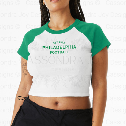 Minimalist Football Raglan Crop Tee