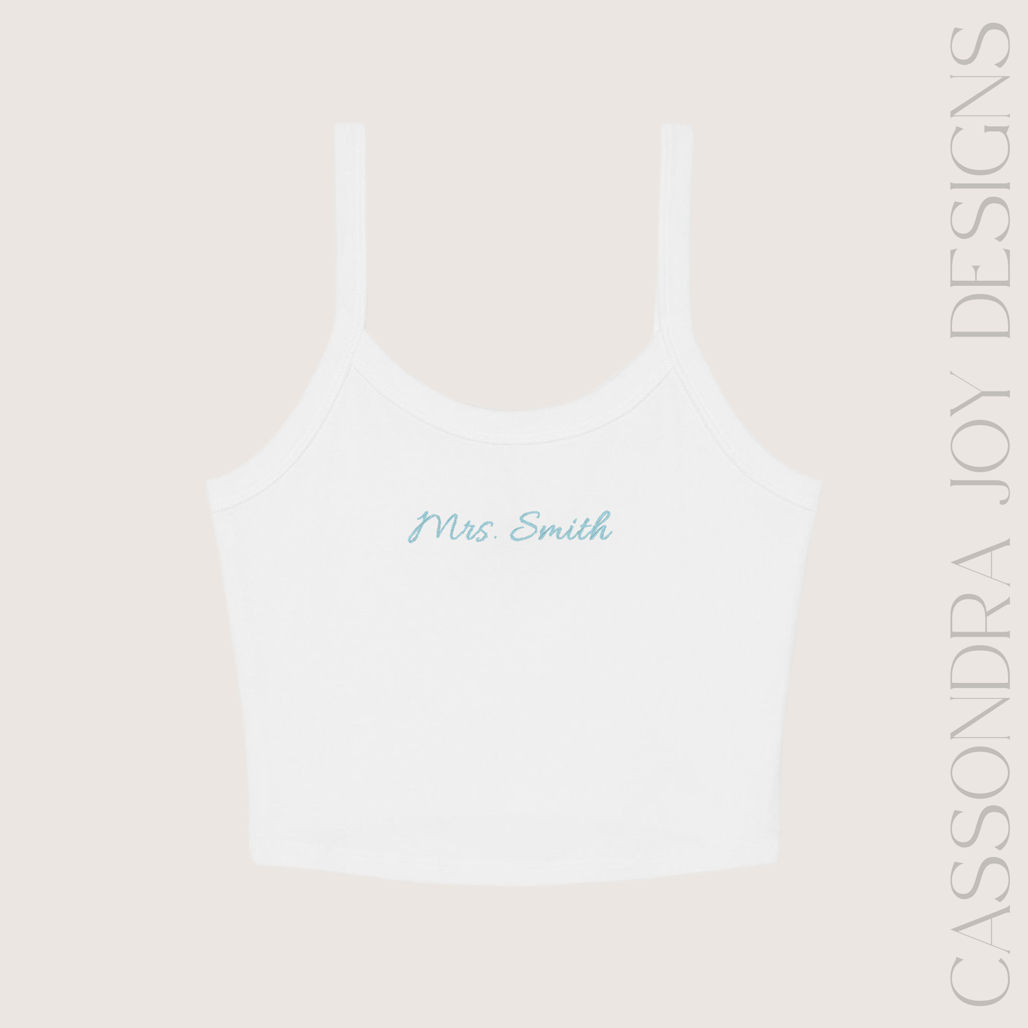 Embroidered "Mrs." Custom Bridal Crop Tank Top