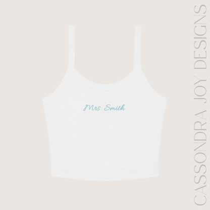 Embroidered "Mrs." Custom Bridal Crop Tank Top